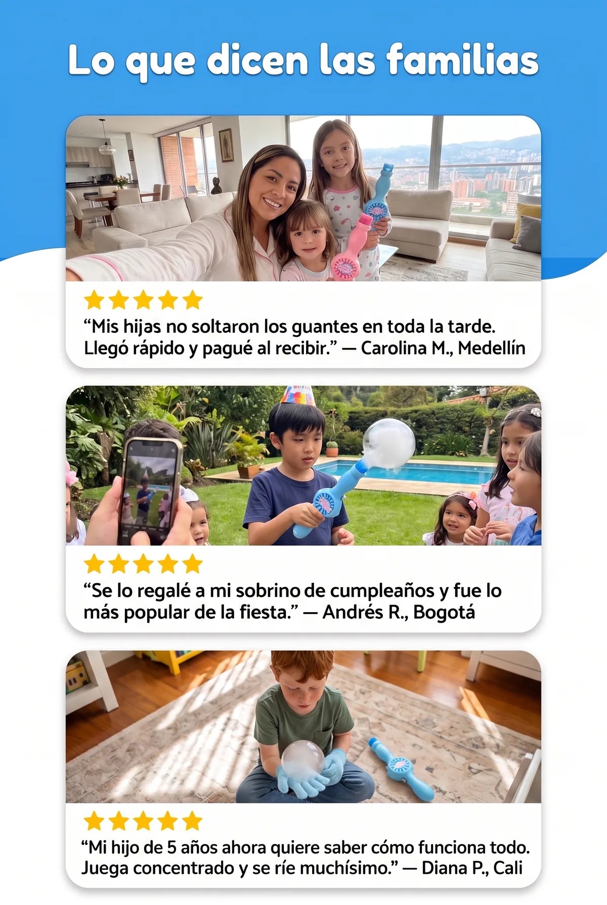 Lo que dicen las familias que ya tienen BubbleMagic™