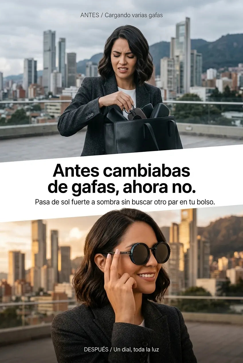 Antes cargando varias gafas, después un solo dial ND 9Max