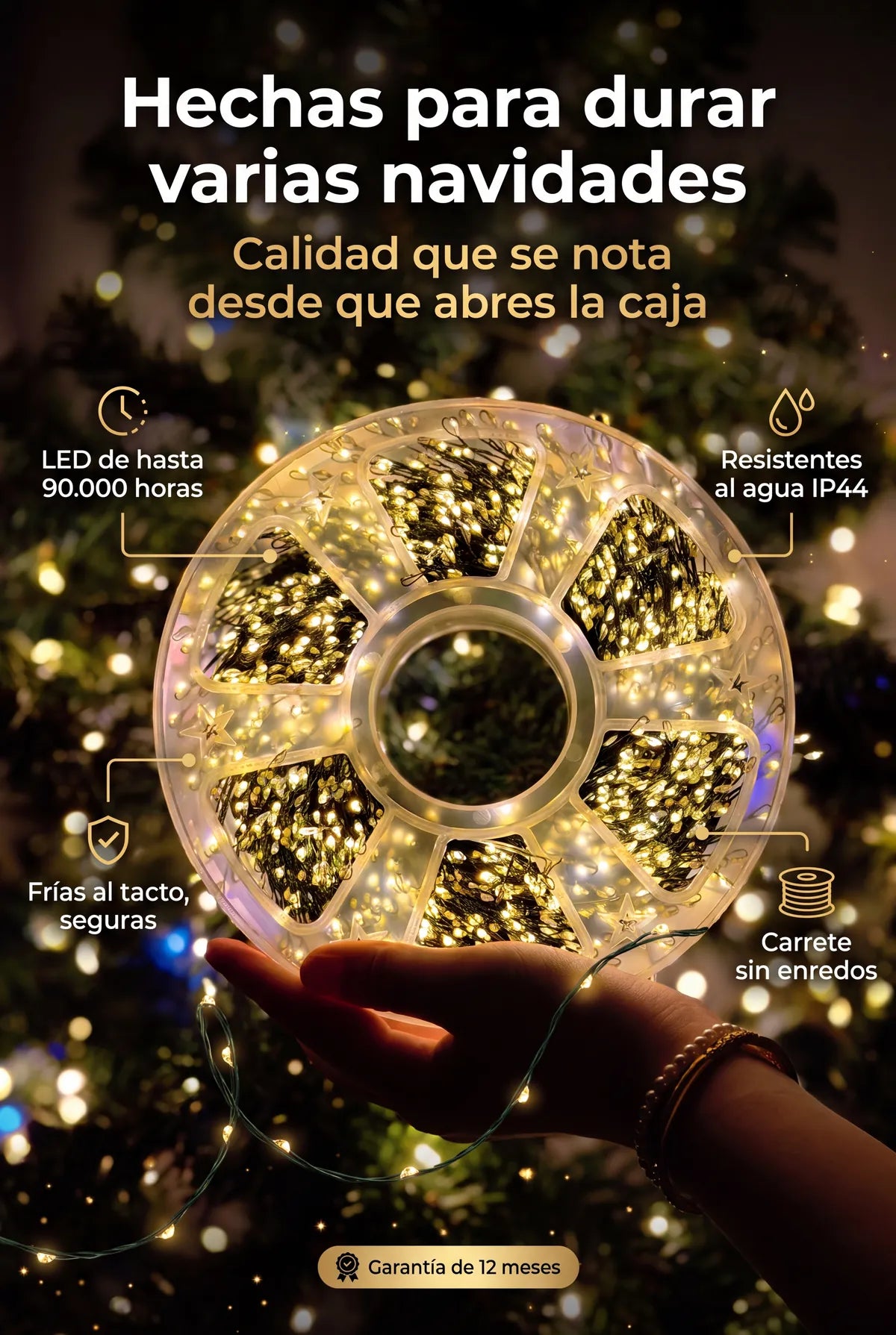 Carrete organizador de luces LED Magic Luxury Max, resistentes al agua IP44