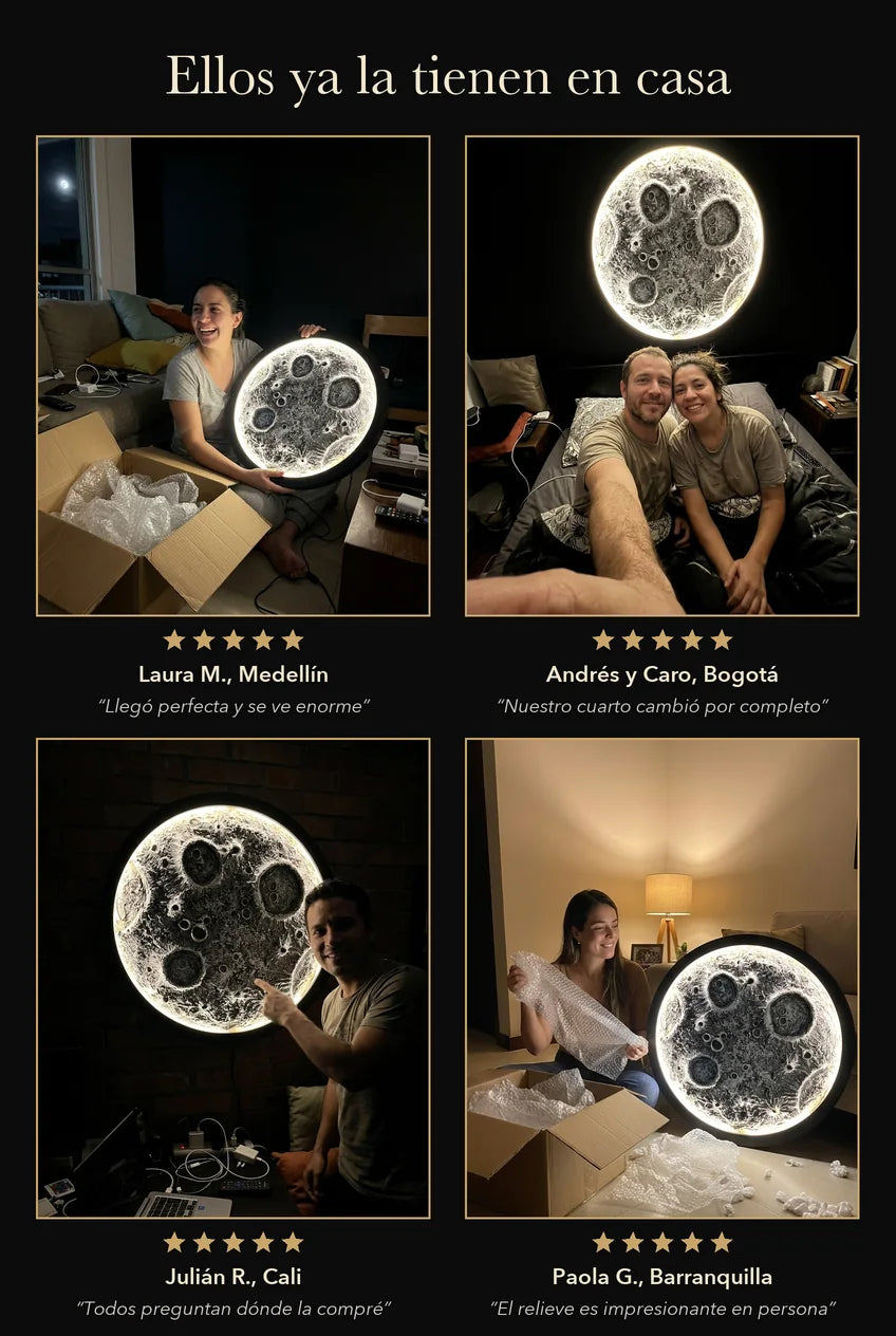 Clientes en Colombia con su Luna LED LUNAR ART en casa