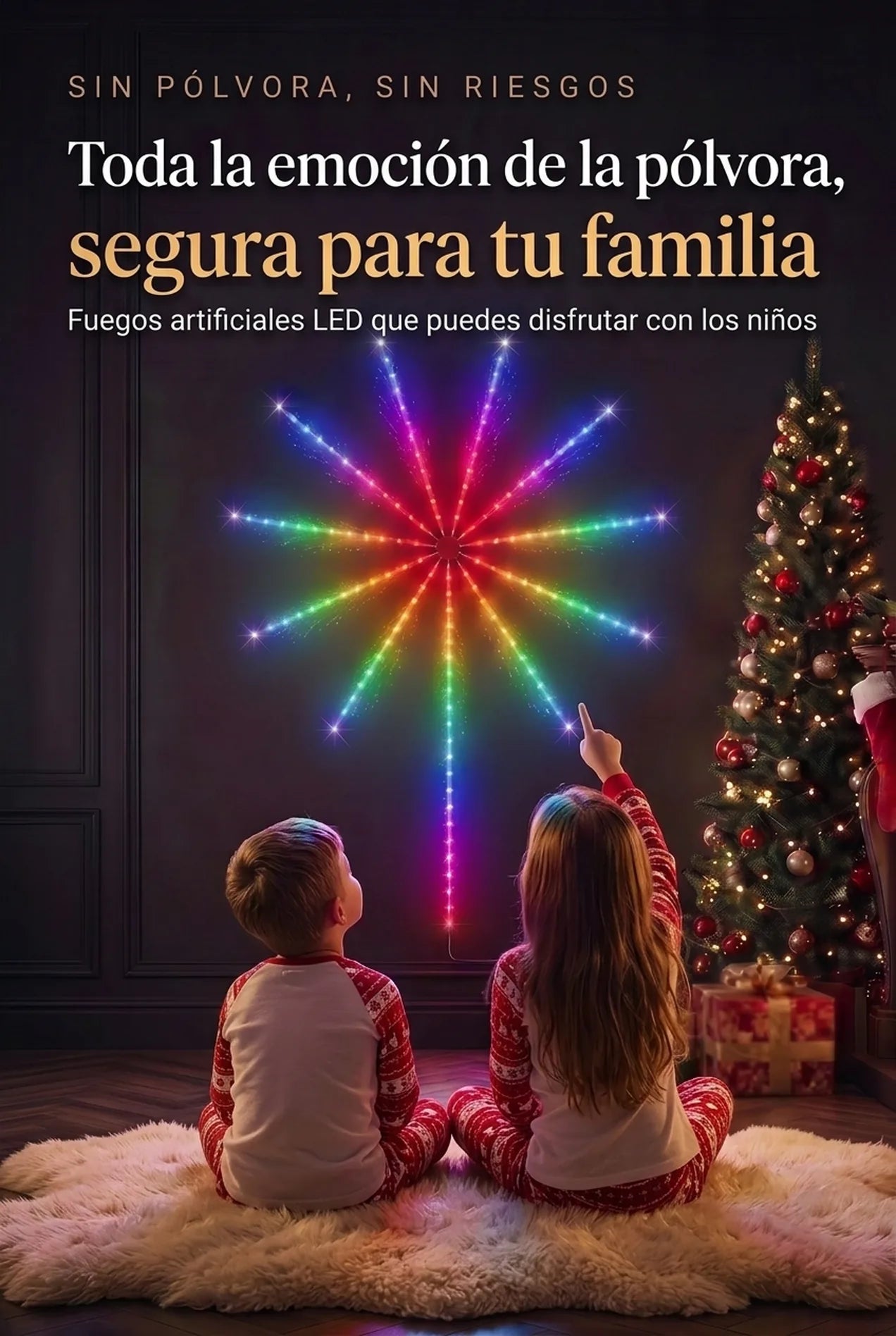 Niños mirando las luces de fuegos artificiales LED: toda la emoción de la pólvora, segura para tu familia
