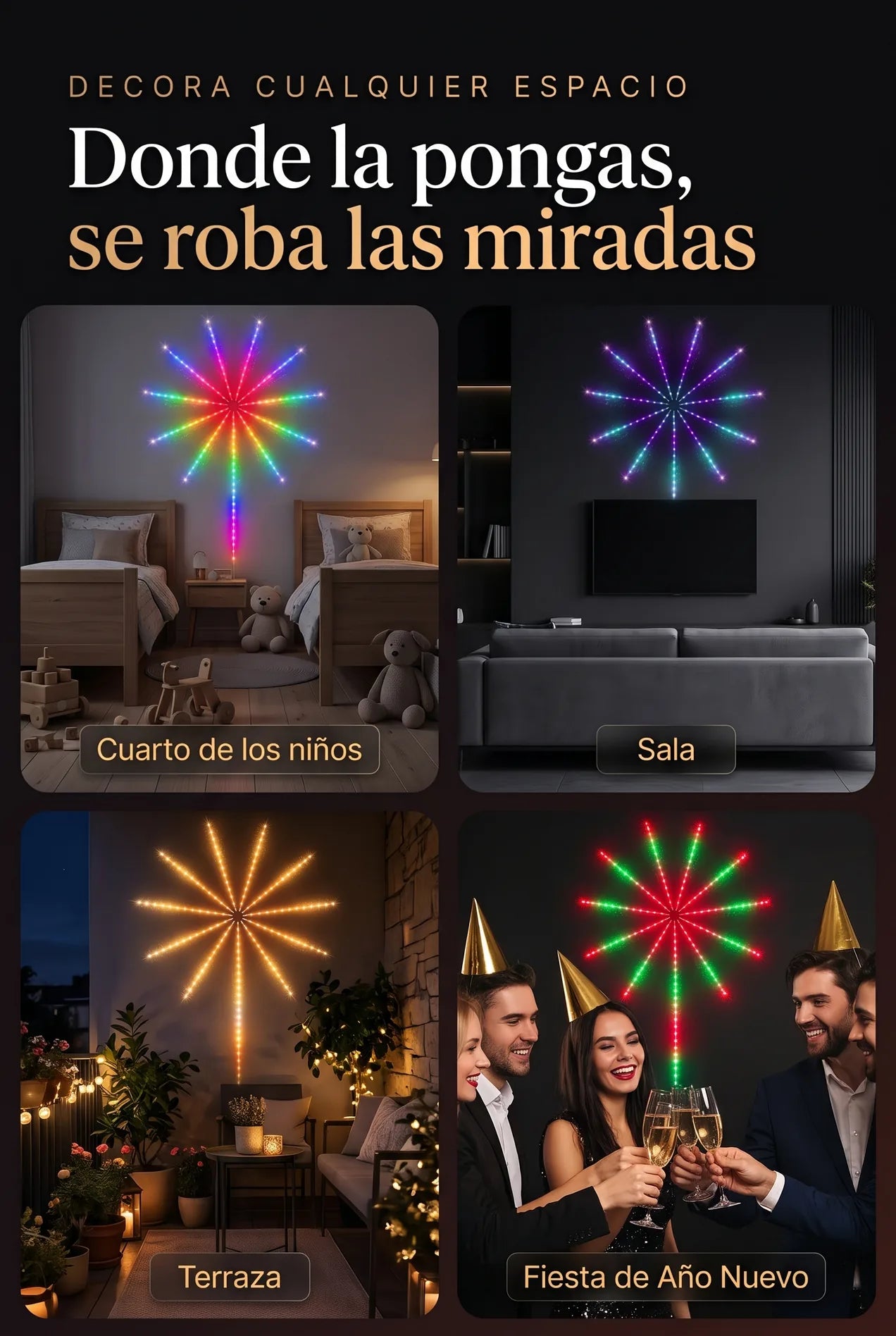 Decora el cuarto de los niños, la sala, la terraza o tu fiesta de Año Nuevo