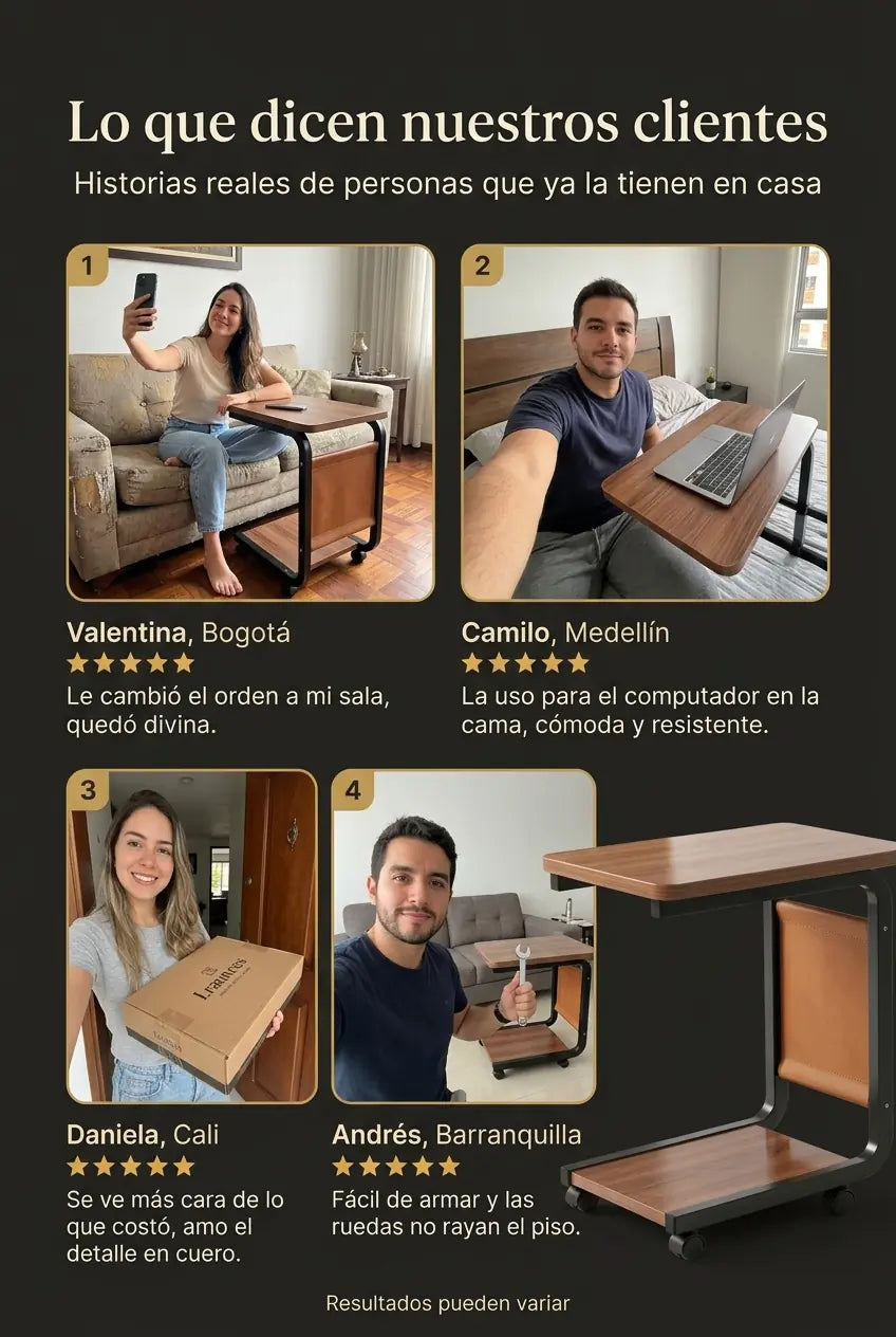 Testimonios de clientes sobre la Mesa Auxiliar con Ruedas Luxury Multi