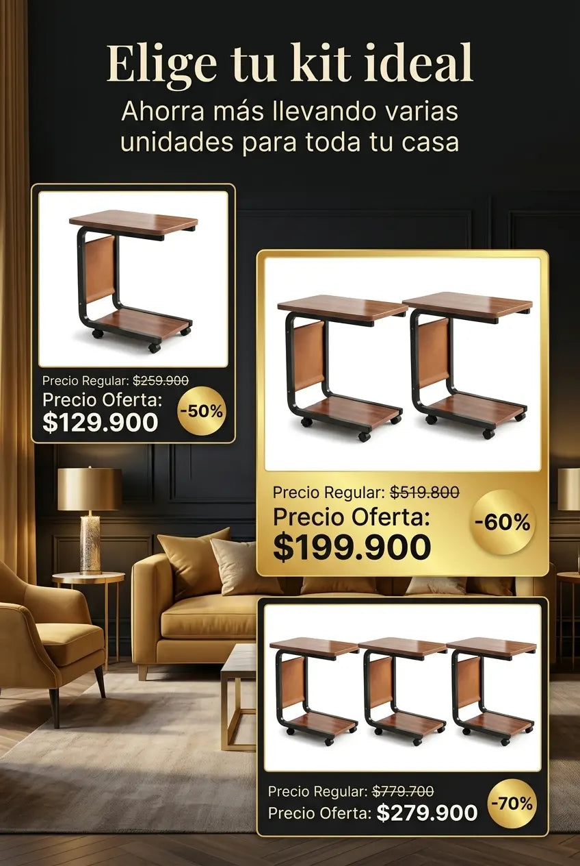 Kits y precios de la Mesa Auxiliar Luxury: 1, 2 o 3 unidades con descuento