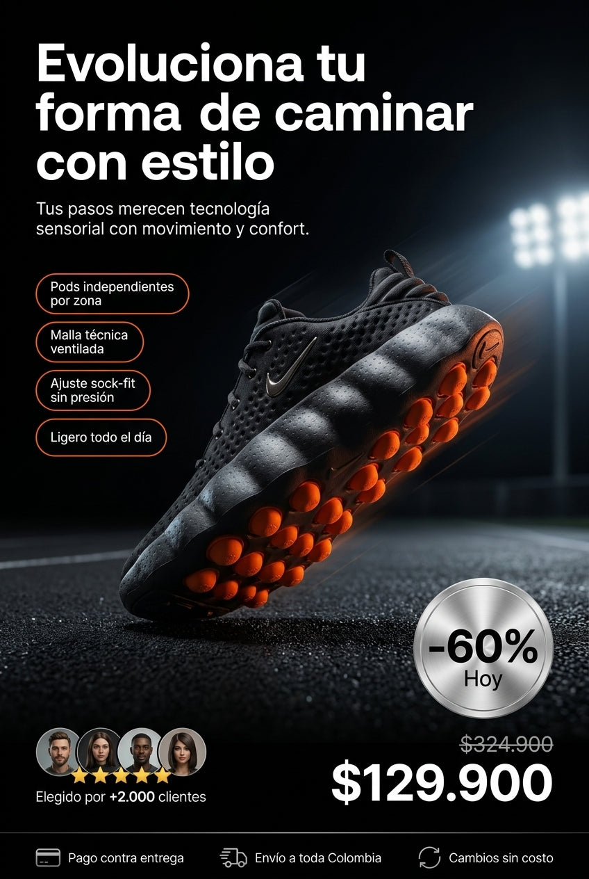 NIKE MIND 002 negro, tecnología de pods independientes que se adapta a tu pisada