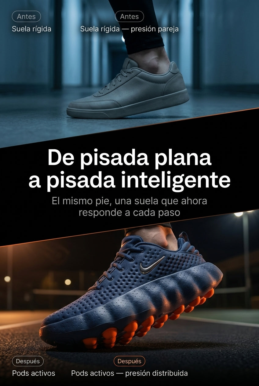 Antes y después de la pisada con NIKE MIND 002