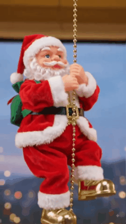 Papá Noel escalador subiendo y bajando en movimiento real