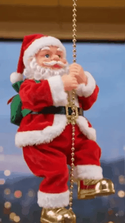 Papá Noel escalador subiendo y bajando en movimiento real