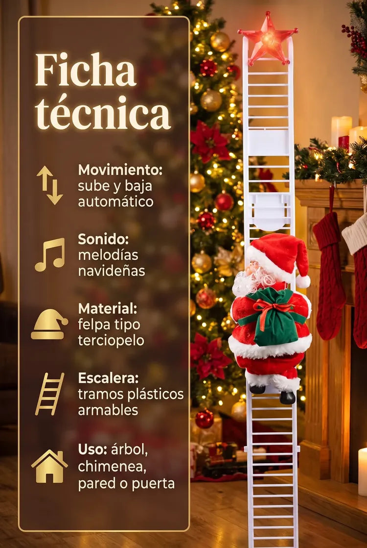 Ficha técnica del Papá Noel Escalador Musical FantasyPro