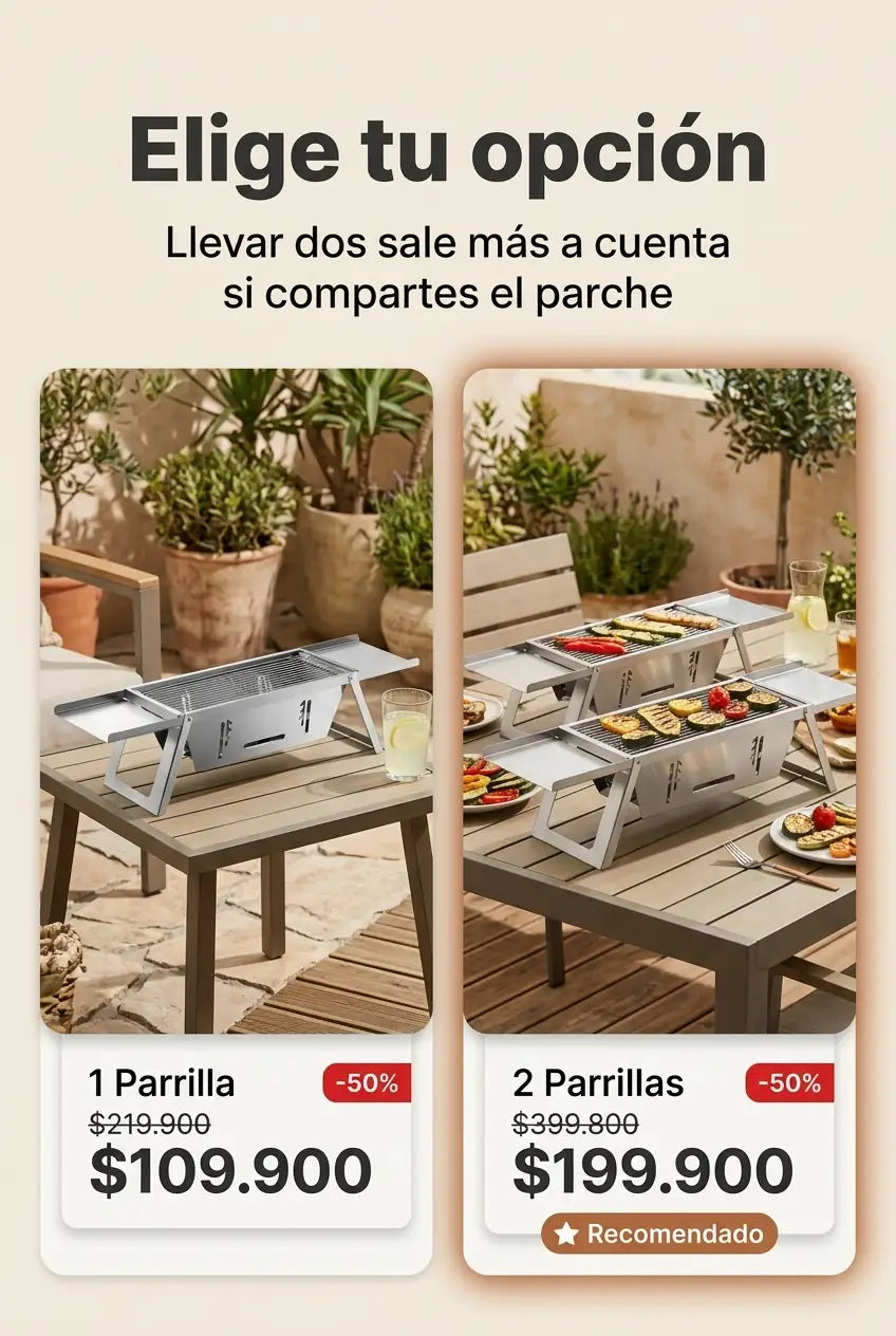 Elige 1 o 2 parrillas con 50% de descuento