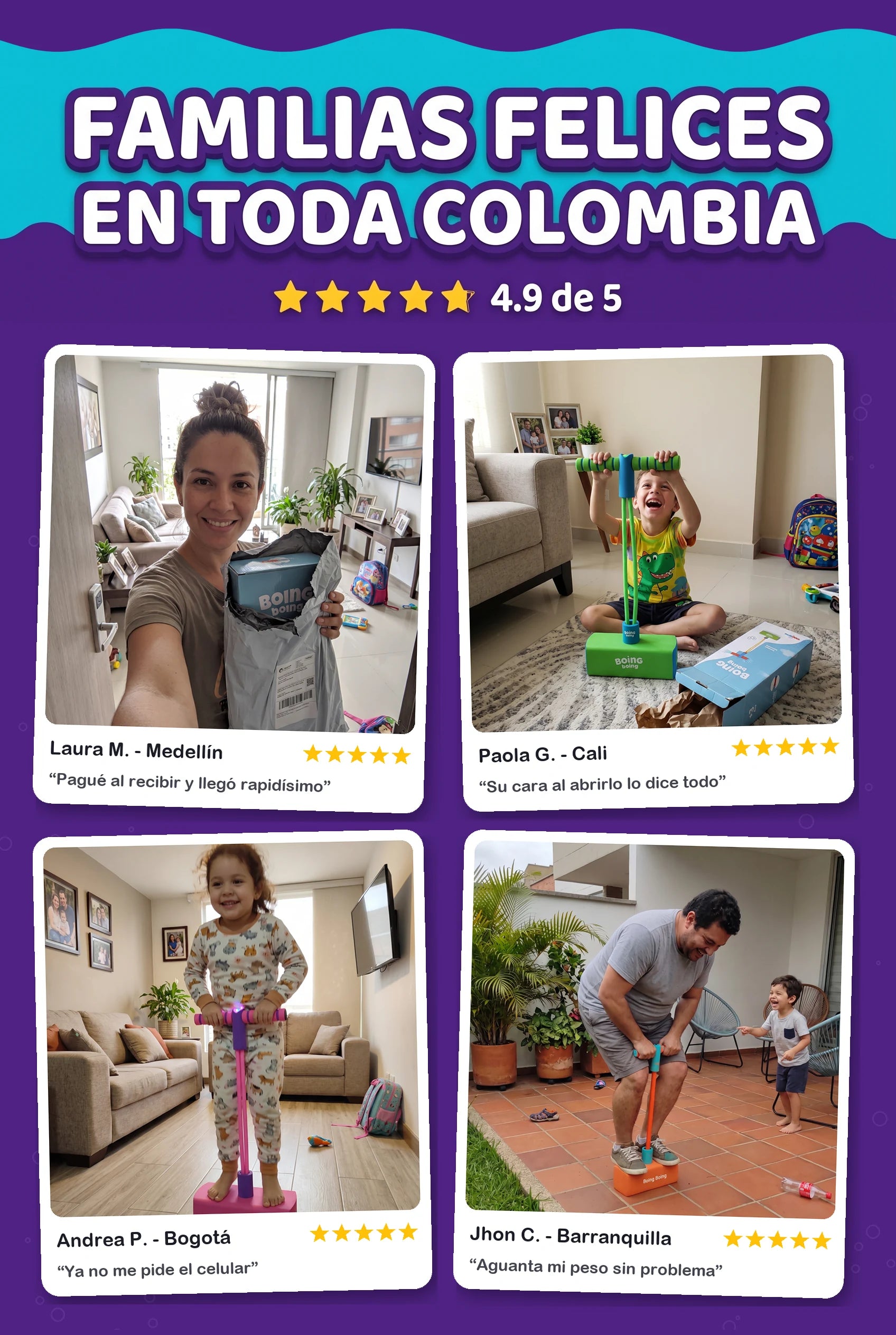 Familias felices en toda Colombia con el Saltarín Boing Boing
