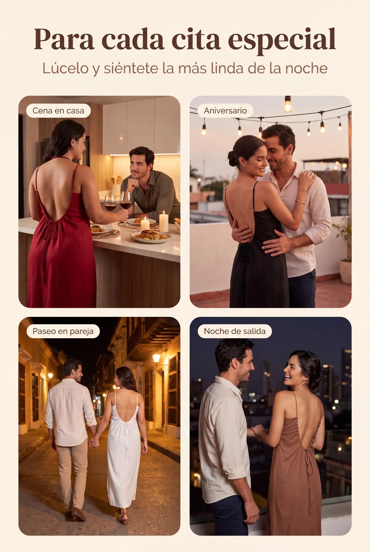 Vestido Bata Chic para cada cita: cena en casa, aniversario, paseo y noche de salida