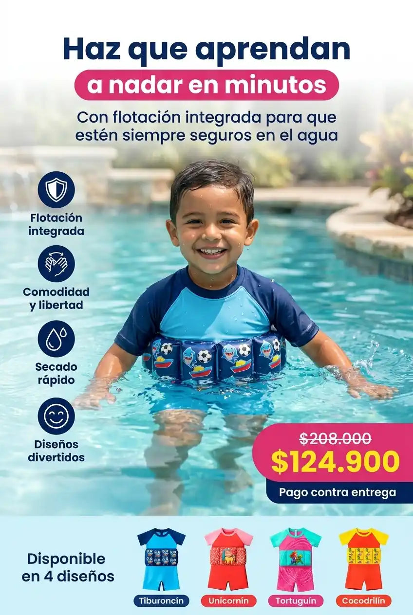 Traje de baño con flotador integrado para niños - flotación segura