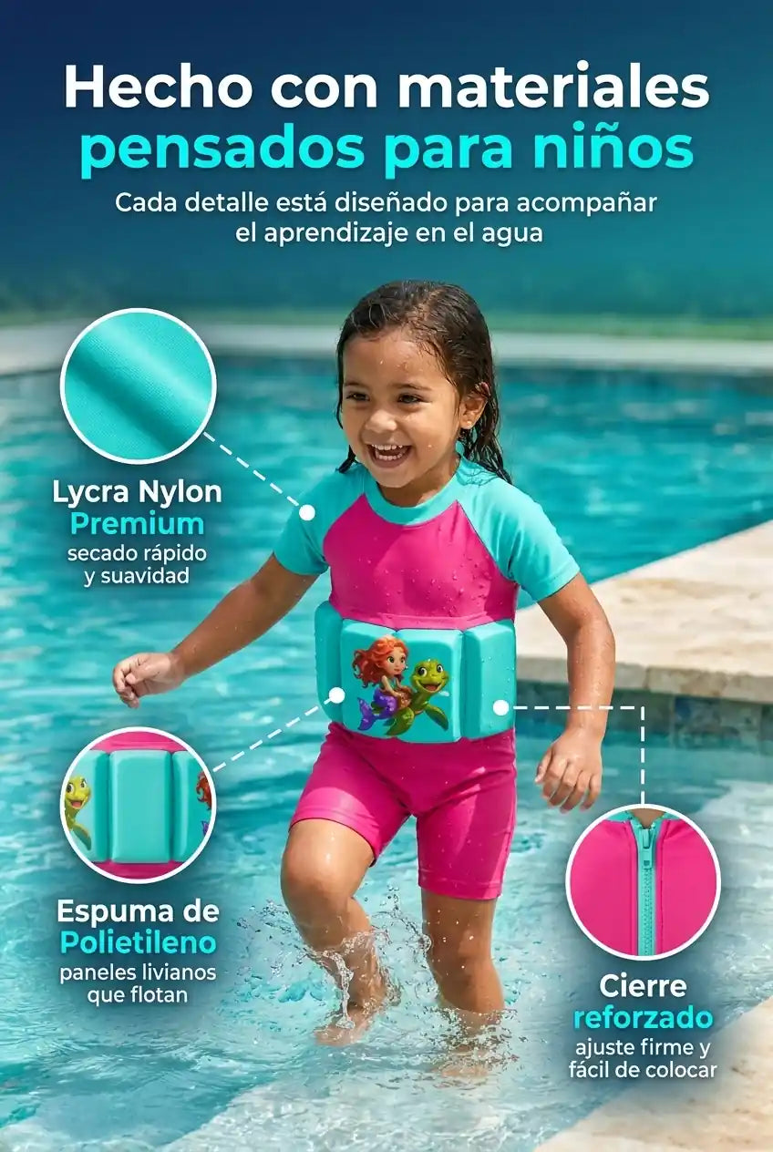 Materiales del traje: Lycra Nylon Premium y espuma de flotación
